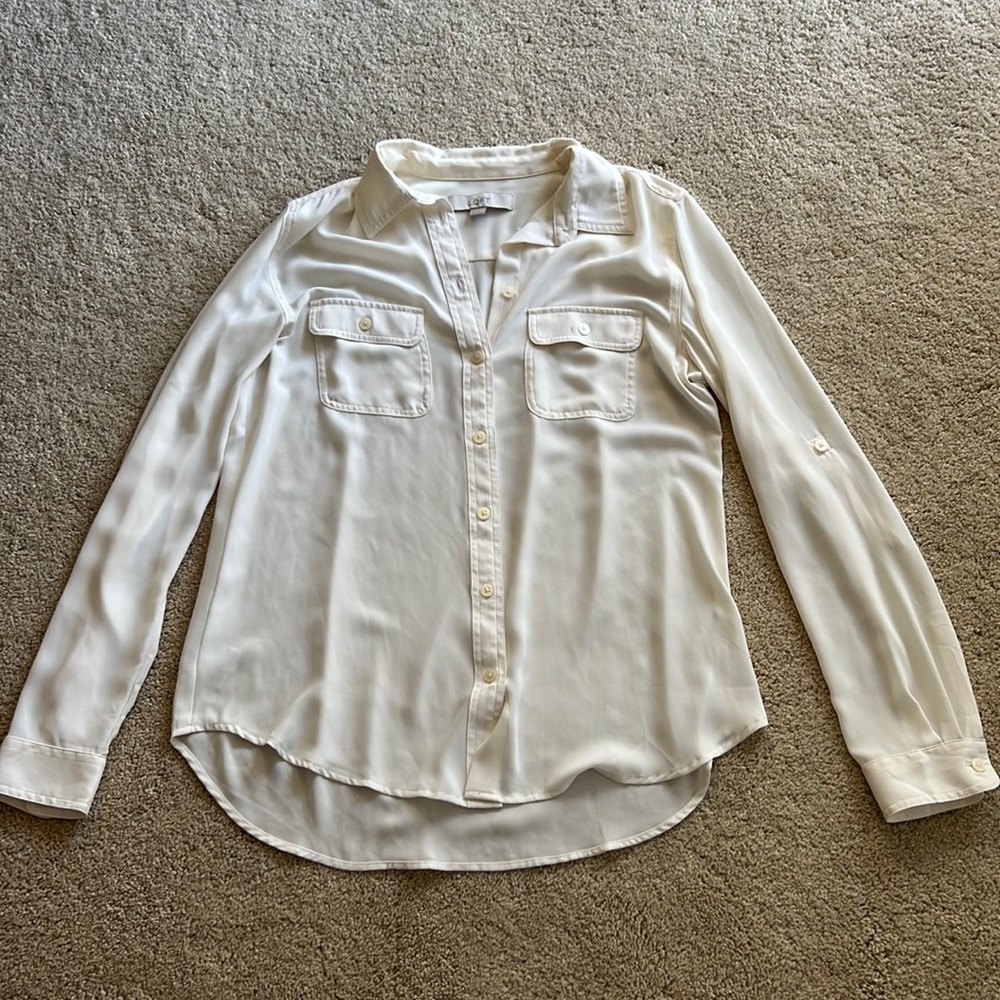 LOFT Small White Button Down Shirt